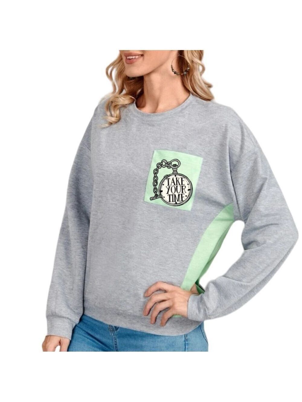 Take Your Time Mental Health graphic pullover raglan style sweatshirt XXL - Picture 2 of 8